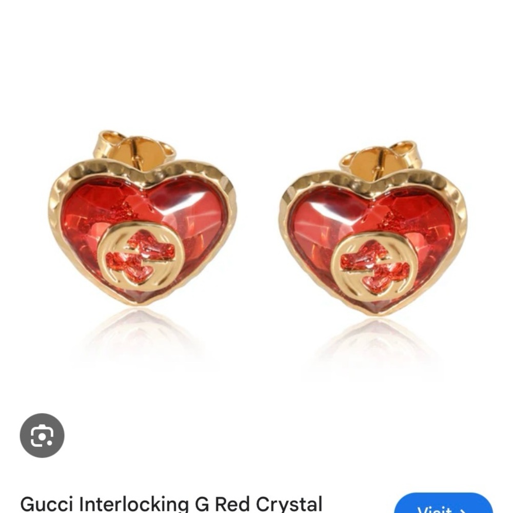 Gucci Red Heart Earrings with Gold Accents